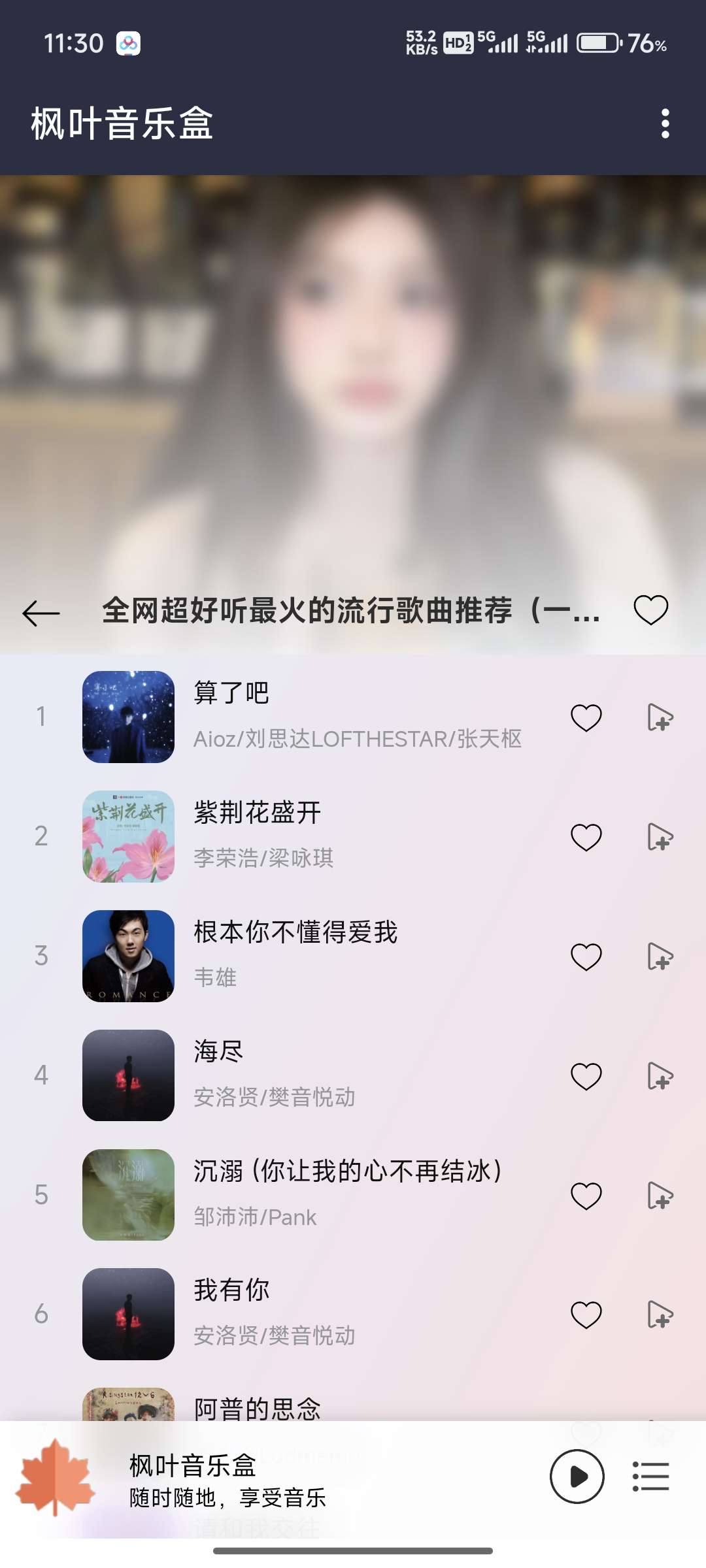 【安卓】枫叶音乐盒 v1.0 畅享VIP音乐 资源流畅好用【3MB】-kk小站