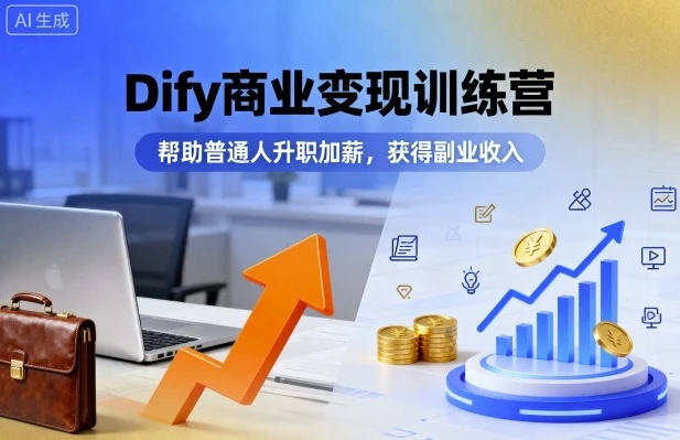 Dify商业变现训练营，帮助普通人升职加薪，获得副业收入【1.6GB/MP4】-kk小站